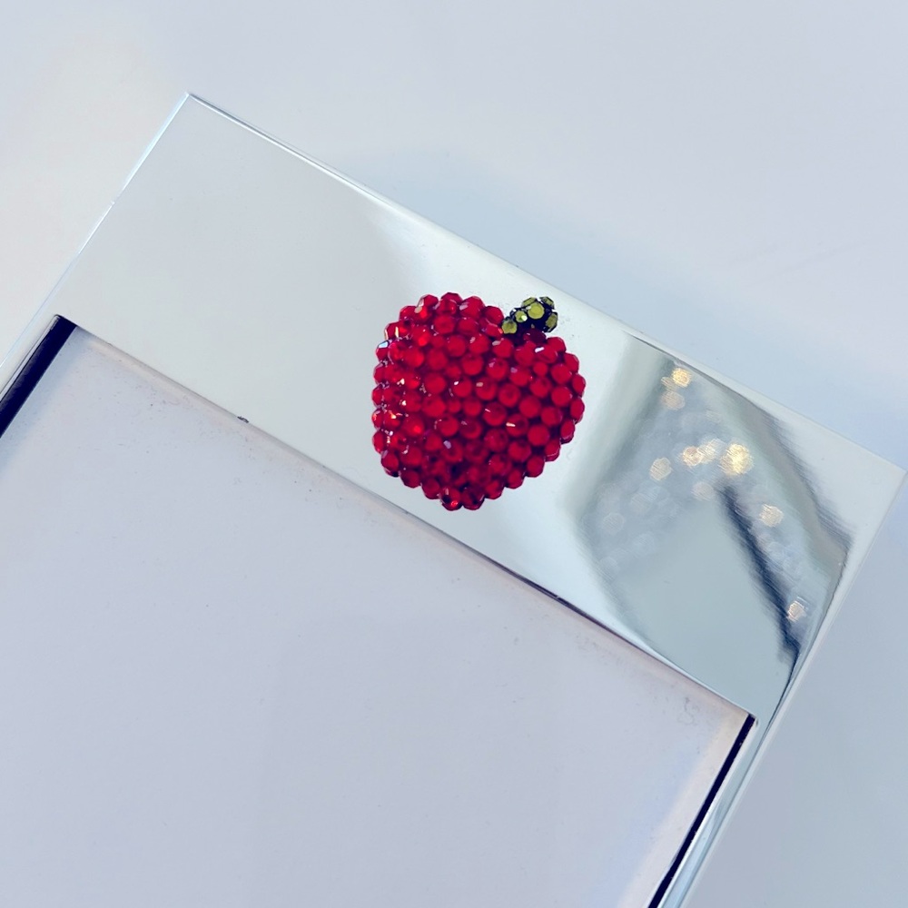XL Post it note holder Swarovski crystal apple teacher holiday gift
